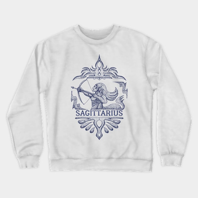 Sagittarius Zodiac Sign Vintage Crewneck Sweatshirt by AllWellia